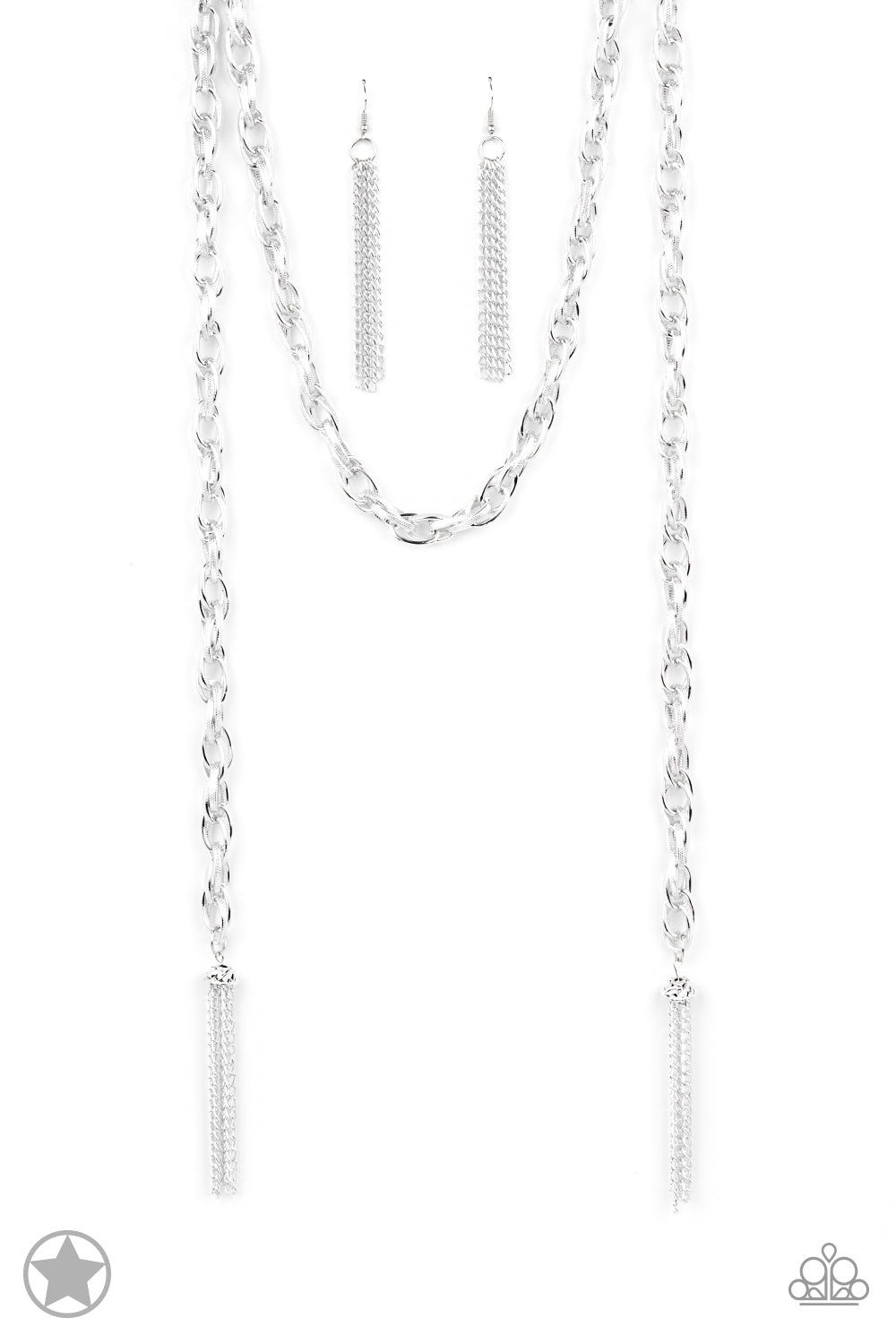 Scarfed For Attention Necklace & Earring Set- Silver